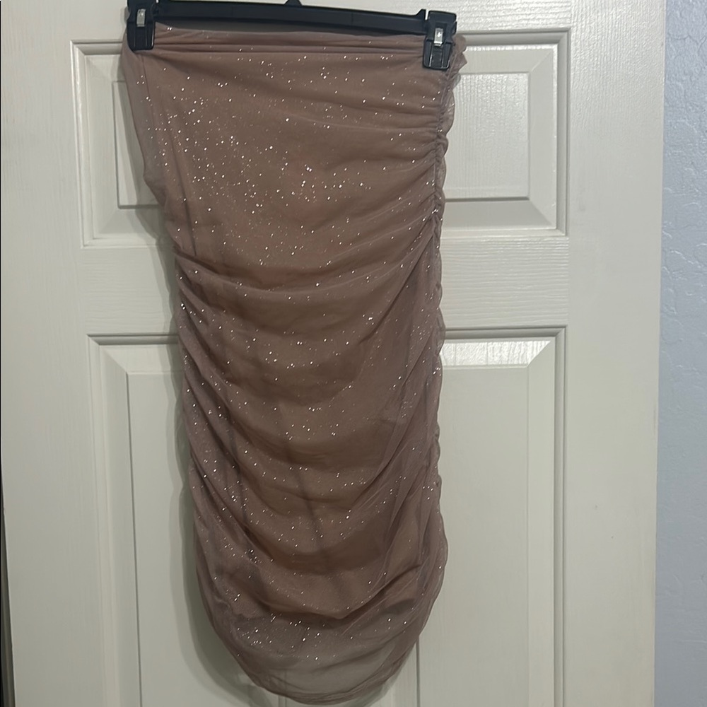 Elegant Nude Glitter Dress